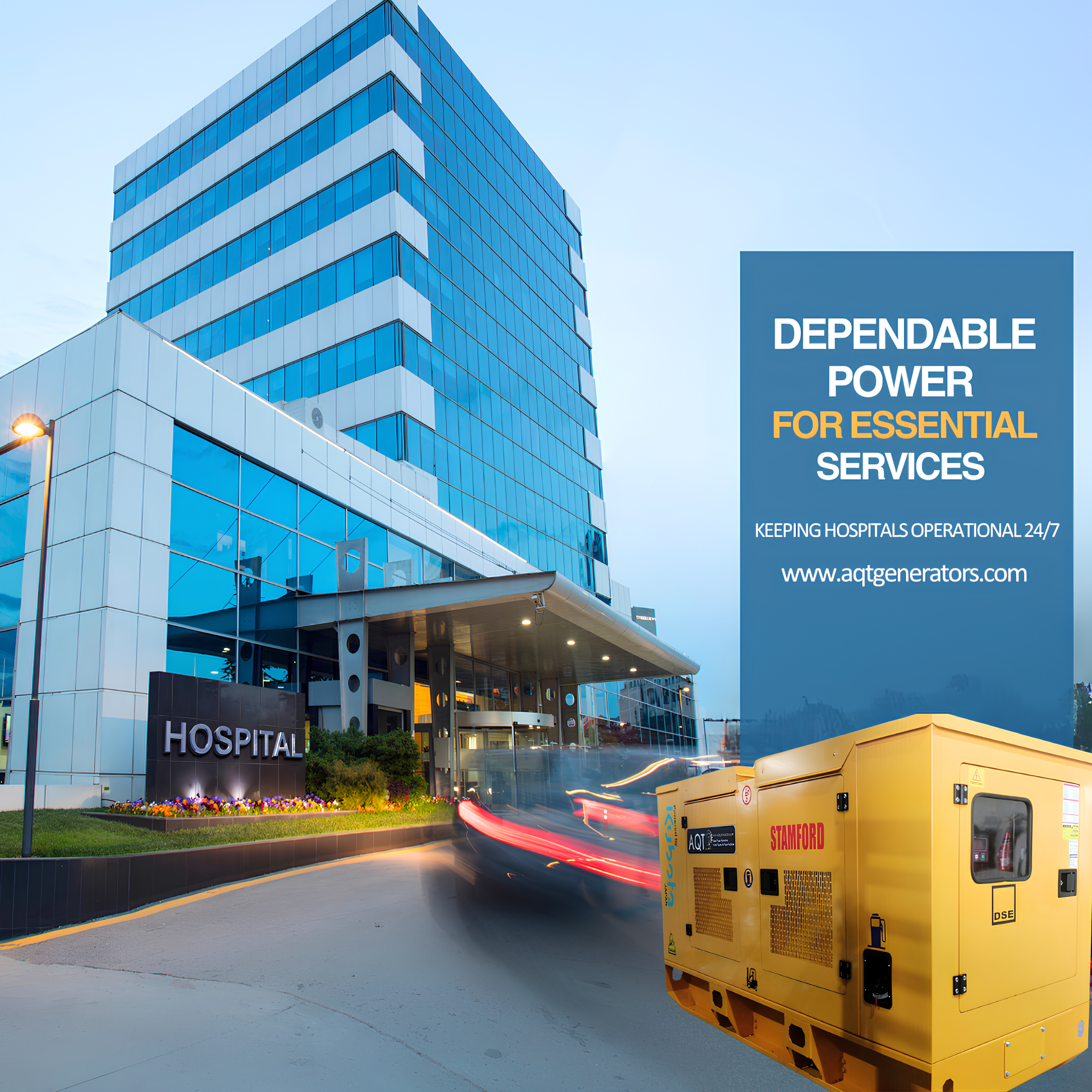 A reliable generator is essential to hospitals, providing critical backup power to maintain life-saving operation and ensure patient safety during electrical failures